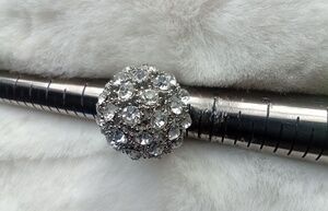 Vintage Silver Cocktail Perfume Ring With Faux Dimond.